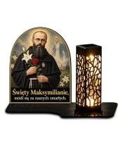 Duży znicz solarny LED XL - Święty Maksymilian Kolbe - białe tło