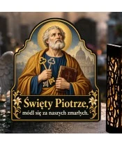 Duży znicz solarny LED XL - Święty Piotr - zbliżenie