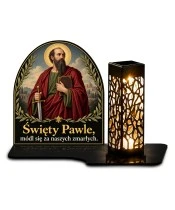 Duży znicz solarny LED XL - Święty Paweł - białe tło