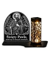 Duży znicz solarny LED XL - Święty Paweł - grawer - białe tło