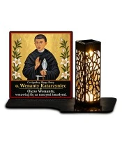 Duży znicz solarny LED XL - Wenanty Katarzyniec - kwadrat - białe tło