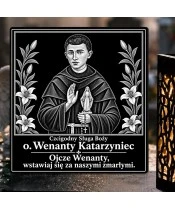 Duży znicz solarny LED XL - Wenanty Katarzyniec - kwadrat - grawer - zbliżenie