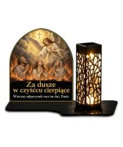 Duży znicz solarny LED XL - Dusze czyśćcowe - modlitwa i nadzieja - białe tło