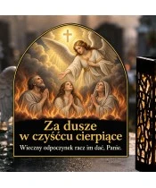Duży znicz solarny LED XL - Dusze czyśćcowe - modlitwa i nadzieja - zbliżenie