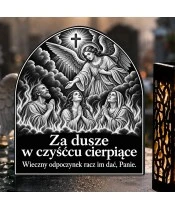 Duży znicz solarny LED XL - Dusze czyśćcowe - modlitwa i nadzieja - grawer - zbliżenie