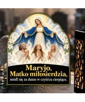 Duży znicz solarny LED XL - Dusze czyśćcowe pod płaszczem Maryi - zbliżenie