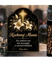 Duży znicz solarny LED XL - Krzyż i lilie dla mamy - 4