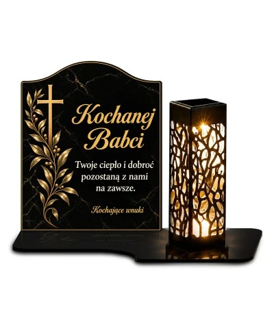 Duży znicz solarny LED XL - Gałązka pamięci dla babci - 1