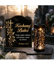 Duży znicz solarny LED XL - Gałązka pamięci dla babci - 2