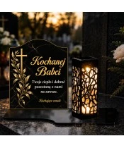 Duży znicz solarny LED XL - Gałązka pamięci dla babci - 3