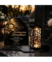 Duży znicz solarny LED XL - Dębowe wspomnienia dla dziadka - 3