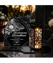 Duży znicz solarny LED XL - Dębowe wspomnienia dla dziadka - grawer - 3