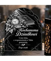 Duży znicz solarny LED XL - Dębowe wspomnienia dla dziadka - grawer - 4