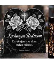 Duży znicz solarny LED XL - Dwie róże dla rodziców - grawer - 4