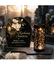 Duży znicz solarny LED XL - Kwiaty pamięci dla siostry - 2