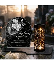 Duży znicz solarny LED XL - Kwiaty pamięci dla siostry - grawer - 2