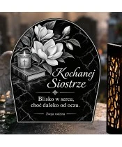 Duży znicz solarny LED XL - Kwiaty pamięci dla siostry - grawer - 4
