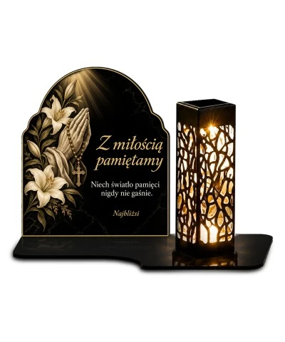 Duży znicz solarny LED XL - Modlitwa i pamięć - 1