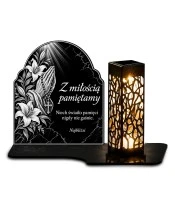 Duży znicz solarny LED XL - Modlitwa i pamięć - grawer - 1