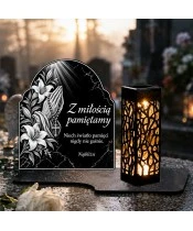 Duży znicz solarny LED XL - Modlitwa i pamięć - grawer - 2
