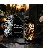 Duży znicz solarny LED XL - Modlitwa i pamięć - grawer - 3