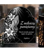 Duży znicz solarny LED XL - Modlitwa i pamięć - grawer - 4