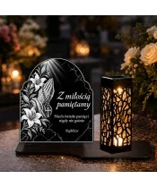 Duży znicz solarny LED XL - Modlitwa i pamięć - grawer - 5