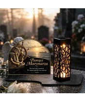 Duży znicz solarny LED XL - Marynarz - kotwica i spokojne morze - 2