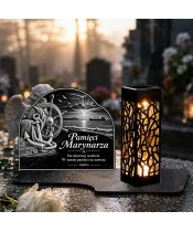 Duży znicz solarny LED XL - Marynarz - kotwica i spokojne morze - grawer - 2