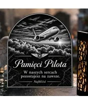 Duży znicz solarny LED XL - Pilot - samolot nad chmurami - grawer - 4