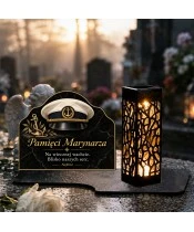 Duży znicz solarny LED XL - Marynarz - czapka kapitańska - 2