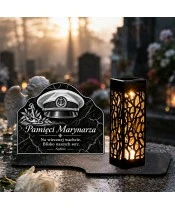 Duży znicz solarny LED XL - Marynarz - czapka kapitańska - grawer - 2