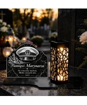 Duży znicz solarny LED XL - Marynarz - czapka kapitańska - grawer - 3
