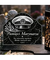Duży znicz solarny LED XL - Marynarz - czapka kapitańska - grawer - 4