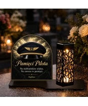 Duży znicz solarny LED XL - Pilot - czapka lotnicza - 5