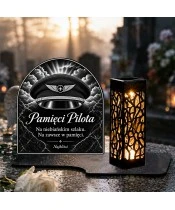 Duży znicz solarny LED XL - Pilot - czapka lotnicza - grawer - 2