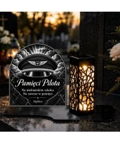 Duży znicz solarny LED XL - Pilot - czapka lotnicza - grawer - 3