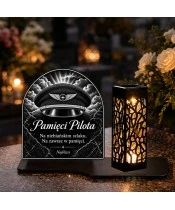 Duży znicz solarny LED XL - Pilot - czapka lotnicza - grawer - 5
