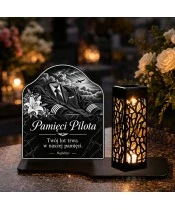 Duży znicz solarny LED XL - Pilot - mundur galowy - grawer - 5