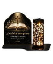 Duży znicz solarny LED XL - Biblia - światło życia - 1