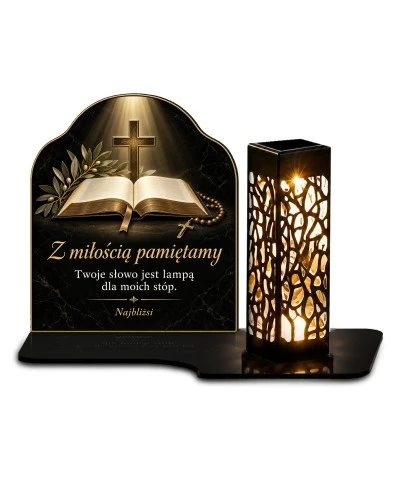 Duży znicz solarny LED XL - Biblia - światło życia - 1