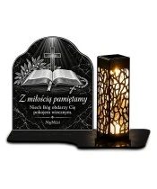 Duży znicz solarny LED XL - Biblia - światło życia - grawer - 1
