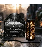 Duży znicz solarny LED XL - Biblia - światło życia - grawer - 2