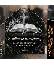 Duży znicz solarny LED XL - Biblia - światło życia - grawer - 4