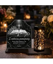 Duży znicz solarny LED XL - Biblia - światło życia - grawer - 5