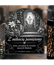 Duży znicz solarny LED XL - Tunel ku światłu z Jezusem - grawer - 4