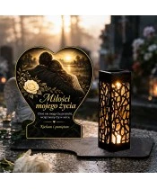 Duży znicz solarny LED XL - Miłości mojego życia - przytuleni - 2