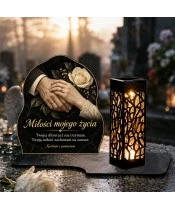 Duży znicz solarny LED XL - Miłości mojego życia - splecione dłonie - 2
