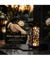 Duży znicz solarny LED XL - Miłości mojego życia - splecione dłonie - 3