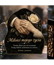 Duży znicz solarny LED XL - Miłości mojego życia - splecione dłonie - 4